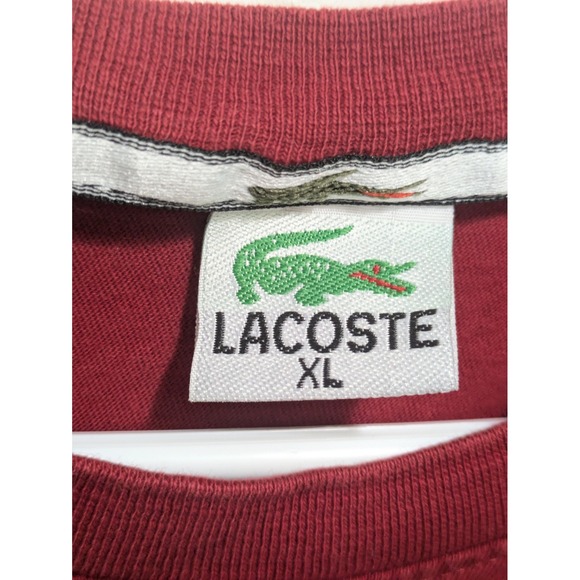 Lacoste Men's XL Red Short Sleeve Crew Neck T-Shirt Embroidered Crocodile Logo - Picture 5 of 6